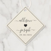 カップルモダンの名前またはシャワー結婚ギフトのラベル フェイバータグ (正面)