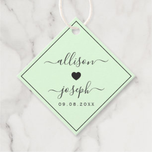 カップルモダンの名前またはシャワー結婚ギフトのラベル フェイバータグ
