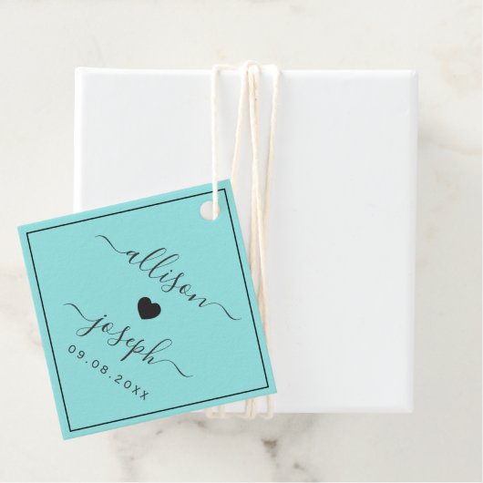 カップルモダンの名前またはシャワー結婚ギフトのラベル フェイバータグ (インサイチュ)