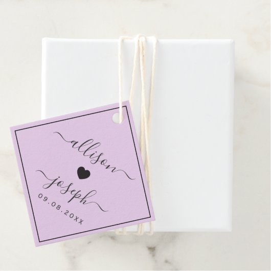 カップルモダンの名前またはシャワー結婚ギフトのラベル フェイバータグ (インサイチュ)