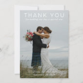 カップルモダンの結婚フォトグリーン サンキューカード (正面)