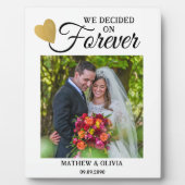 カップルモダンの結婚写真金ゴールドハート引用文 フォトプラーク (正面)