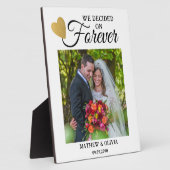 カップルモダンの結婚写真金ゴールドハート引用文 フォトプラーク (側面)