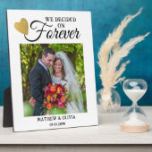 カップルモダンの結婚写真金ゴールドハート引用文 フォトプラーク (側面)