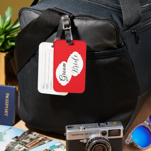 カップルモダンの荷物タグ – 結婚s ラゲッジタグ (正面&裏面)