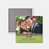 カップルモダンは日付マグネットを保存(ライム) マグネット (正面/裏面)