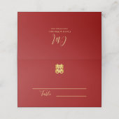 カップルモダンイニシャル中国のの赤 プレイスカード (外部開封)