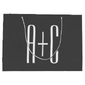 カップルモダンイニシャル |グレーと白 ラージペーパーバッグ (裏面)