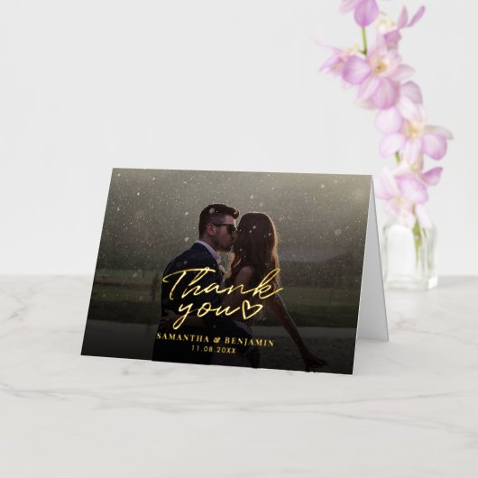 カップルモダンウェディングデー写真サンキューカード 箔グリーティングカード (蘭)