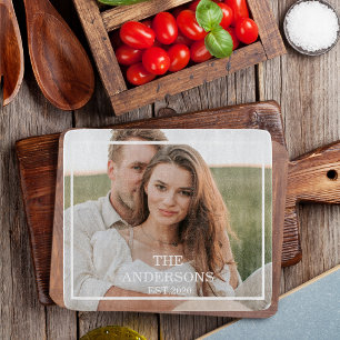 カップルモダンコラージュ写真と家族ミニマルギフト カッティングボード