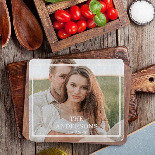カップルモダンコラージュ写真と家族ミニマルギフト カッティングボード