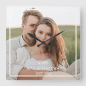カップルモダンコラージュ写真と家族ミニマルギフト スクエア壁時計 (正面)