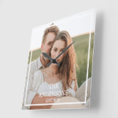 カップルモダンコラージュ写真と家族ミニマルギフト スクエア壁時計 (傾斜)