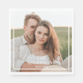 カップルモダンコラージュ写真と家族ミニマルギフト スタンダードランチョンナプキン (正面)