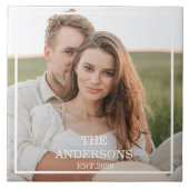 カップルモダンコラージュ写真と家族ミニマルギフト タイル (正面)