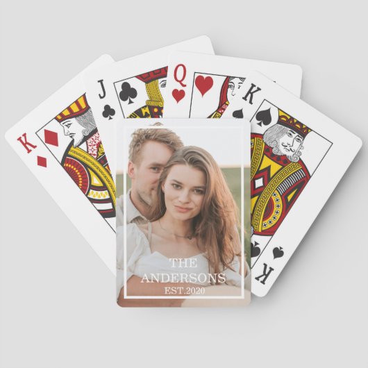 カップルモダンコラージュ写真と家族ミニマルギフト トランプ (裏面)