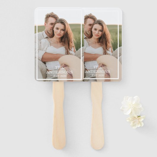 カップルモダンコラージュ写真と家族ミニマルギフト ハンドファン (正面&裏面)