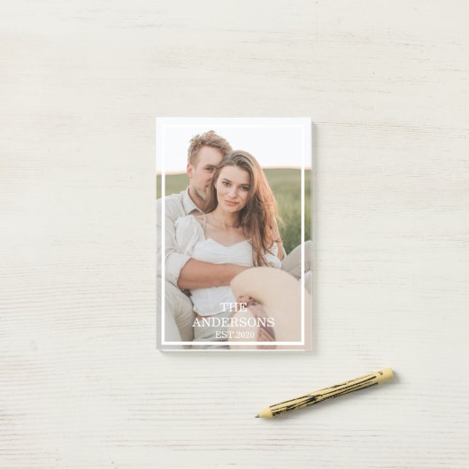 カップルモダンコラージュ写真と家族ミニマルギフト ポストイット (デスク上)