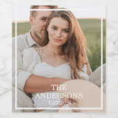 カップルモダンコラージュ写真と家族ミニマルギフト ワインラベル (シングルラベル)