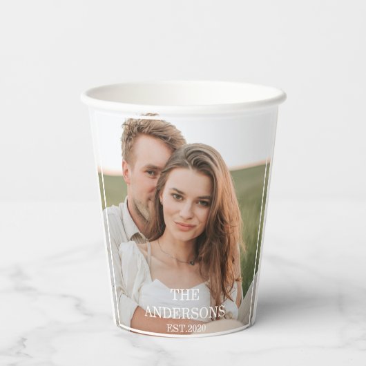 カップルモダンコラージュ写真と家族ミニマルギフト 紙コップ (裏面)