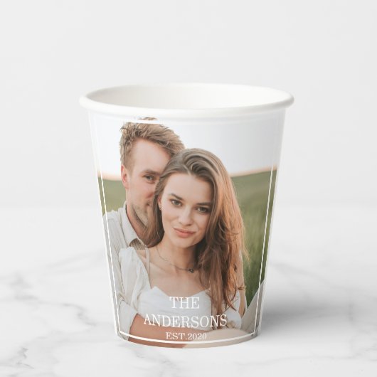 カップルモダンコラージュ写真と家族ミニマルギフト 紙コップ (正面)