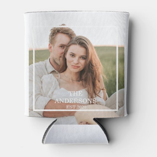 カップルモダンコラージュ写真と家族ミニマルギフト 缶クーラー (正面)
