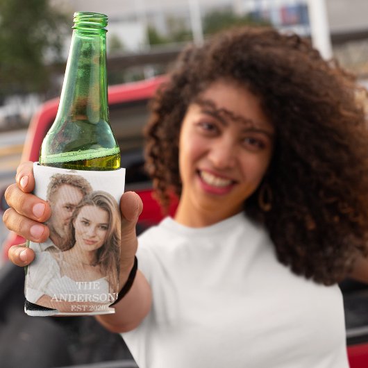 カップルモダンコラージュ写真と家族ミニマルギフト 缶クーラー