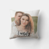 カップルモダンコラージュ写真と素敵な家族の贈り物 クッション (裏面)