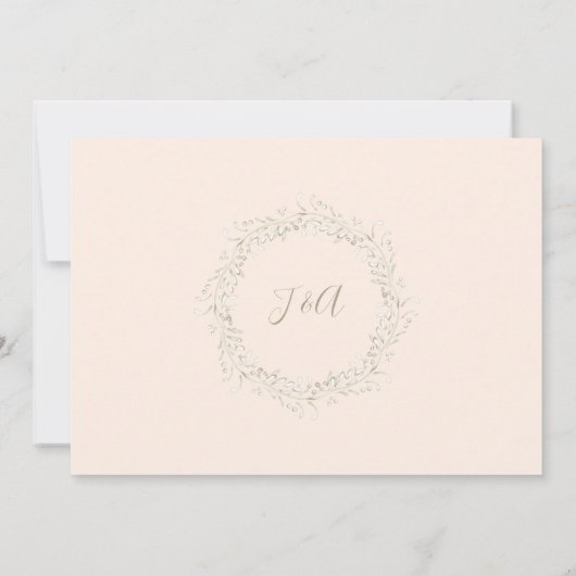 カップルモダンシャワー水カラーリース葉 招待状 (裏面)