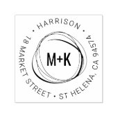 カップルモダンズモノグラムラウンド差出人住所 セルフインキングスタンプ (デザイン)