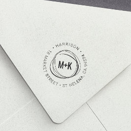 カップルモダンズモノグラムラウンド差出人住所 セルフインキングスタンプ