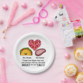 カップルモダンタコと肉好きカスタムのモノグラム ペーパープレート (パーティー)