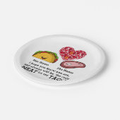カップルモダンタコと肉好きカスタムのモノグラム ペーパープレート (アングル)