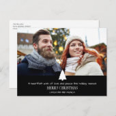 カップルモダンパインツリー写真クリスマスカード シーズンポストカード (正面/裏面)