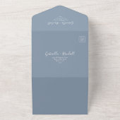 カップルモダンフォトダスティブルー結婚ズ オールインワン招待状 (外側)