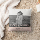 カップルモダンフォトピンクとグレーのパーソナライズド名 クッション (ブランケット)