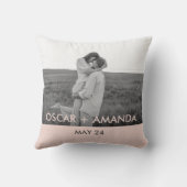 カップルモダンフォトピンクとグレーのパーソナライズド名 クッション (裏面)