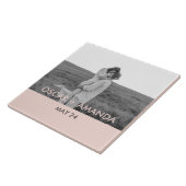 カップルモダンフォトピンクとグレーのパーソナライズド名 タイル (側面)