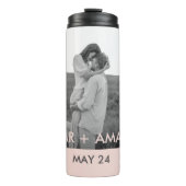 カップルモダンフォトピンクとグレーのパーソナライズド名 タンブラー (正面)