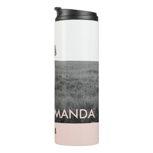 カップルモダンフォトピンクとグレーのパーソナライズド名 タンブラー (回転右)