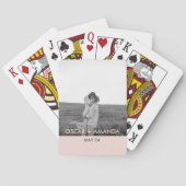 カップルモダンフォトピンクとグレーのパーソナライズド名 トランプ (裏面)