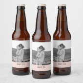 カップルモダンフォトピンクとグレーのパーソナライズド名 ビールラベル (ボトル)