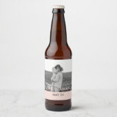 カップルモダンフォトピンクとグレーのパーソナライズド名 ビールラベル (正面)