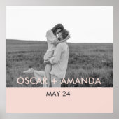 カップルモダンフォトピンクとグレーのパーソナライズド名 ポスター (正面)