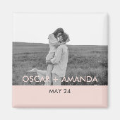 カップルモダンフォトピンクとグレーのパーソナライズド名 マグネット (正面)