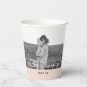 カップルモダンフォトピンクとグレーのパーソナライズド名 紙コップ (裏面)