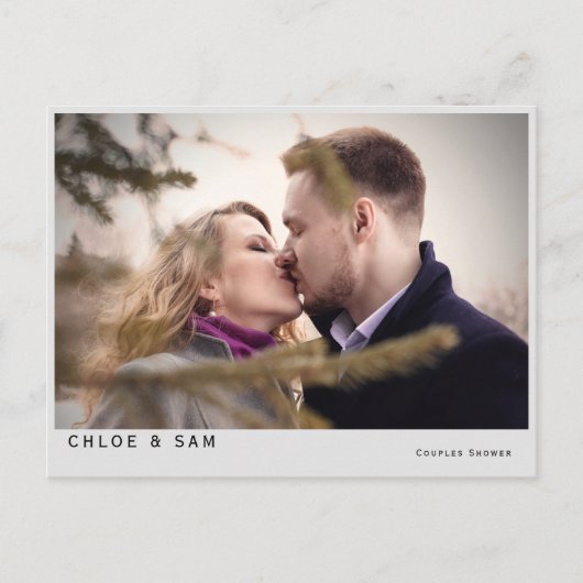 カップルモダンフォトブライダルシャワー インビテーションポストカード (正面)