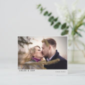 カップルモダンフォトブライダルシャワー インビテーションポストカード (スタンド正面)