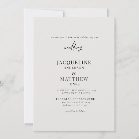 カップルモダンフォトベージュNo親結婚の 招待状 (正面)