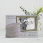 カップルモダンフォト紙吹雪結婚式招待状 招待状 (スタンド正面)